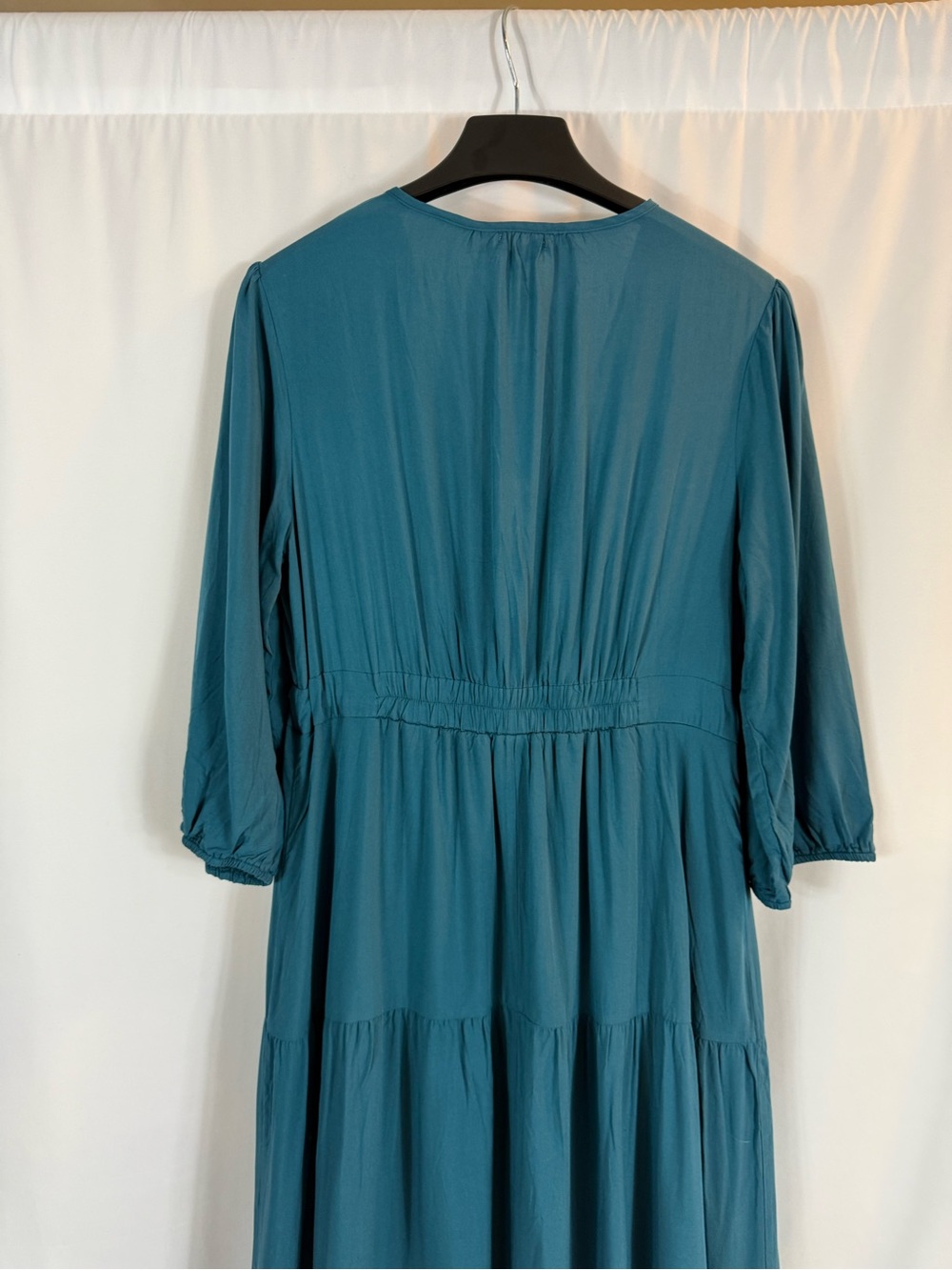 NWT Balticborn women dress Teal Long Sleeve V-Neck Tiered Maxi Dress - Picture 12 of 14